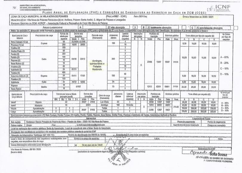 &Eacute;poca Venat&oacute;ria de 2020/2021 | Plano Anual de Explora&ccedil;&atilde;o e condi&ccedil;&otilde;es de candidatura ao exerc&iacute;cio da ca&ccedil;a na Zona de Ca&ccedil;a Municipal de Vila Nova de Poiares
