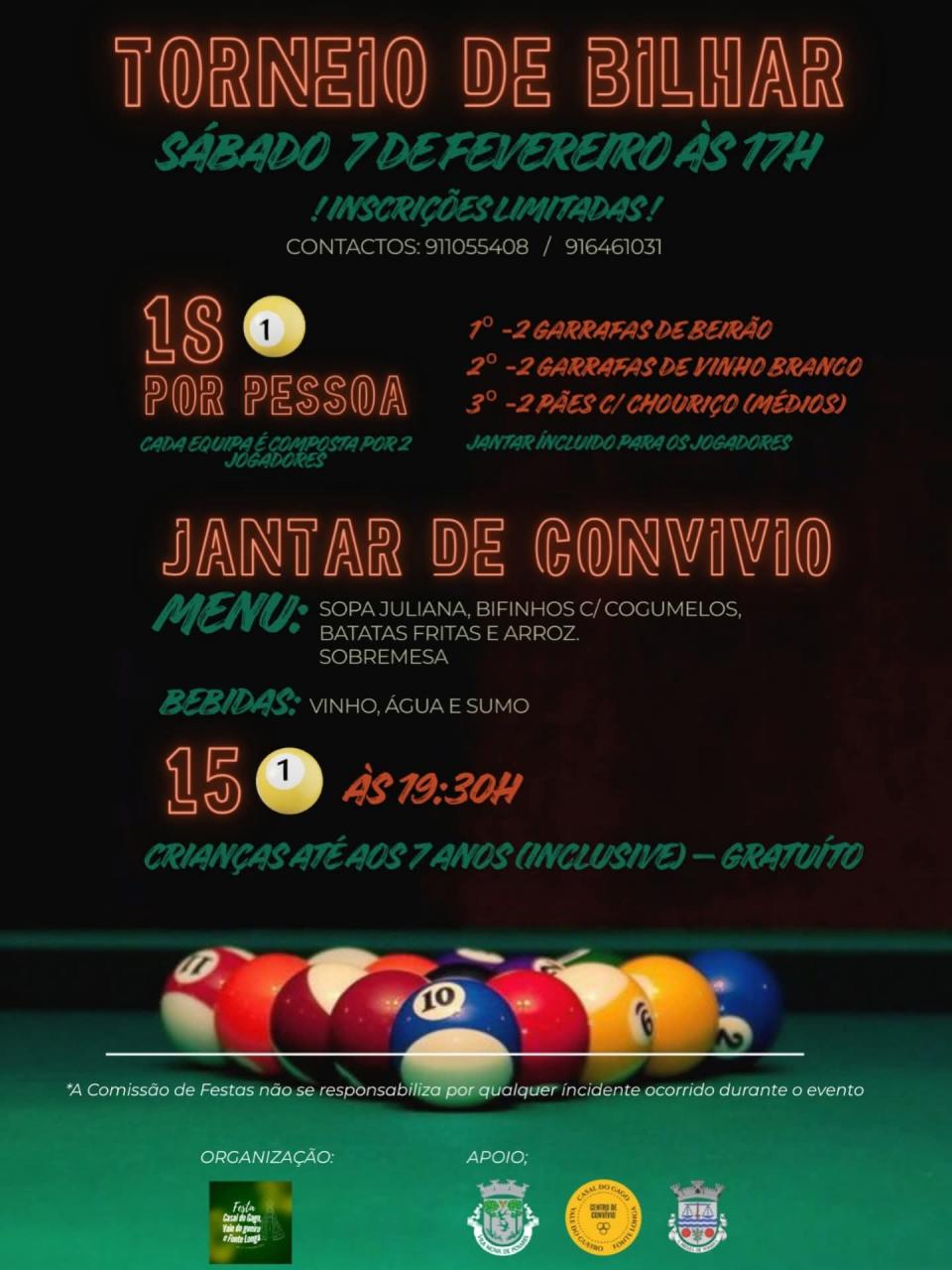 Torneio de Bilhar e Jantar