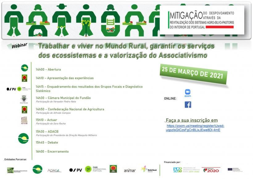 ADACB | Webinar &ldquo;Trabalhar e viver no mundo rural, garantir os servi&ccedil;os dos ecossistemas e a valoriza&ccedil;&atilde;o do associativismo&rdquo;