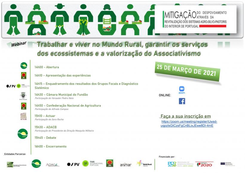 ADACB | Webinar &ldquo;Trabalhar e viver no mundo rural, garantir os servi&ccedil;os dos ecossistemas e a valoriza&ccedil;&atilde;o do associativismo&rdquo;