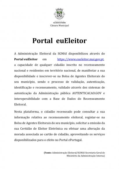 Aut&aacute;rquicas 2021 | Nota informativa sobre Portal euEleitor