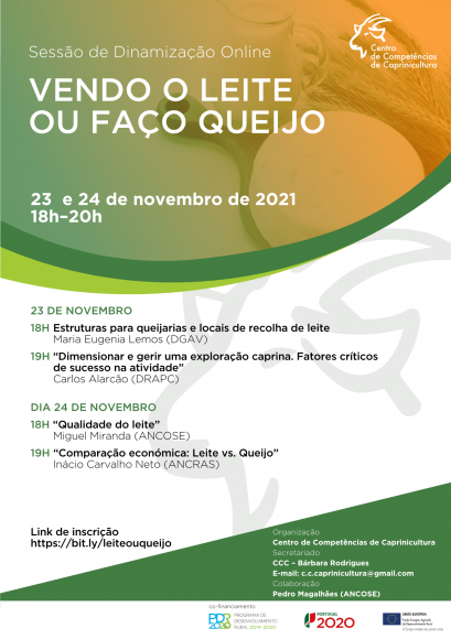Centro de Compet&ecirc;ncias de Caprinicultura | Sess&atilde;o online sobre &ldquo;Vendo o leite ou fa&ccedil;o queijo?&rdquo;