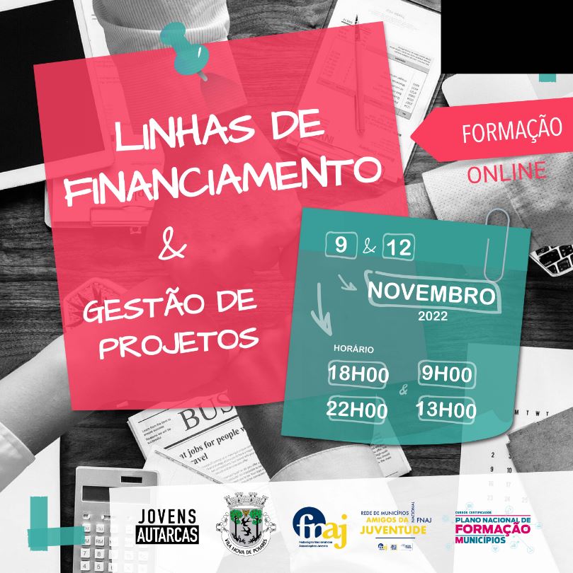 Formação online "Linhas de Financiamento e Gestão de Projetos" | 9 e 12 de novembro